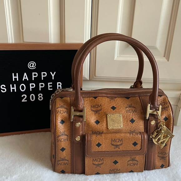 🚫SOLD🚫 Authentic MCM Boston Cognac Satchel - Picture 2 of 13